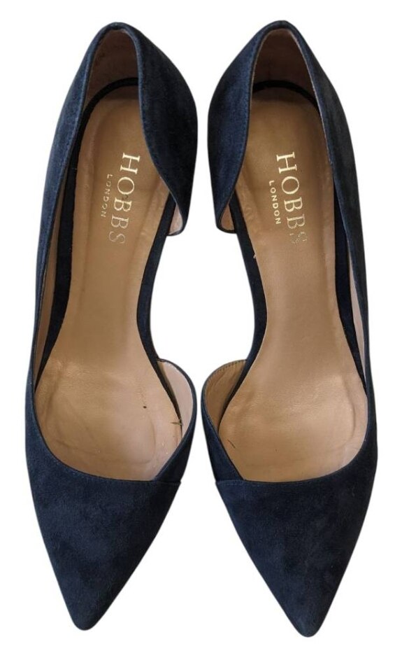 Hobbs Fine Suede, Selena Court, Kitten Heel Shoes, Navy, Size 6, Worn Once (in The Box)