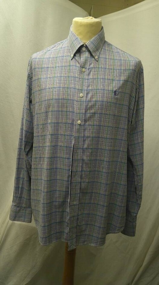 Ralph Lauren Classic Fit Blue Check Size: 17" Collar
