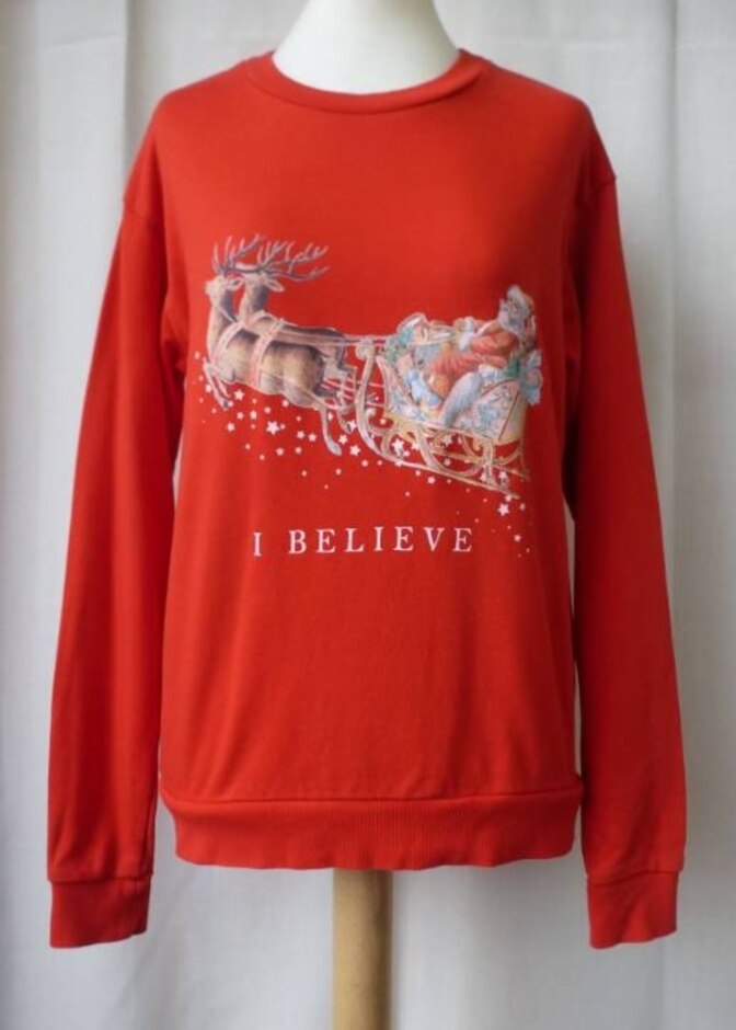 Asos 'i Believe' Christmas Sweater Red Size: 6