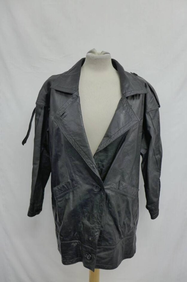 Unbranded Oversized Leather Coat Black Size: 12