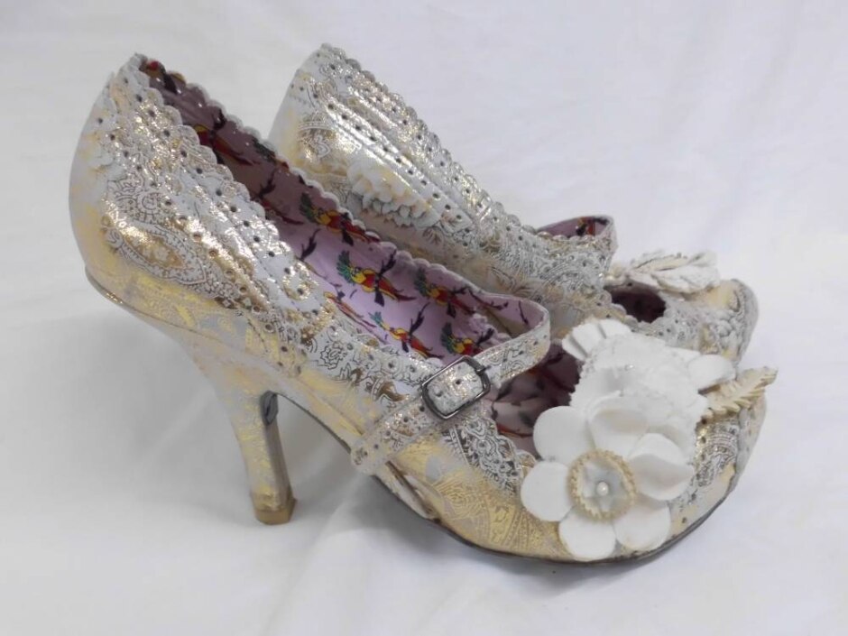 Irregular Choice Gold Embellished With Heels Size 6