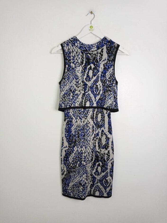 French Connection Knit Sleeveless Dress Blue Mix Size: 8