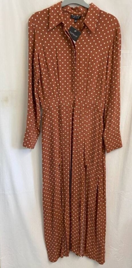 Topshop Spotted Shirt Dress Tobacco/cream  Size: 8