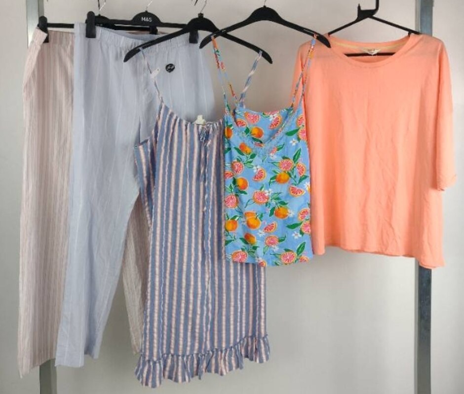 M&s Nwot Women's Lounge Pant/ T-shirt/stripe Dress 5xbundle Orange/blue Size: 18