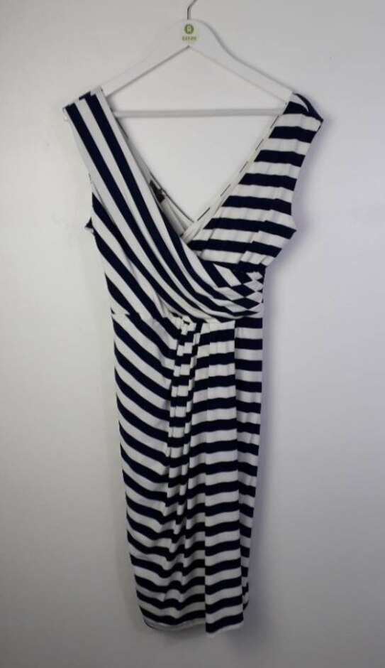 Phase Eight Stripe Renee Dress New Navy & Ivory Size: 14