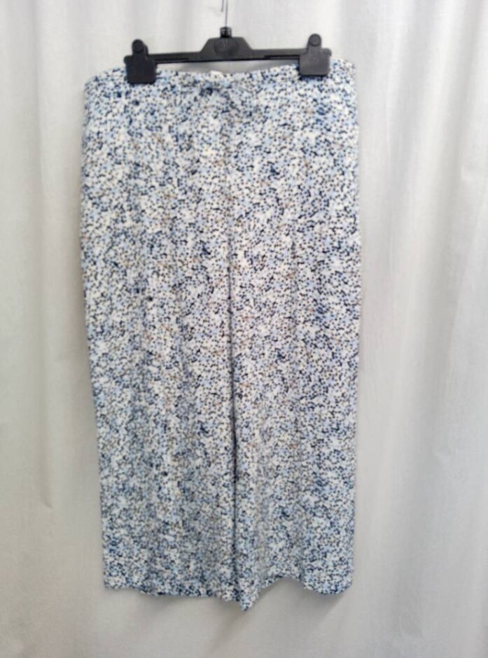 M&s Marks & Spencer Brand New Wide Leg Trousers Blue White Mix Size: 18
