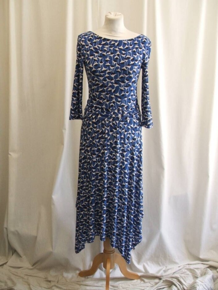 Boden Long Sleeve Dress Blue Abstract Size: 6
