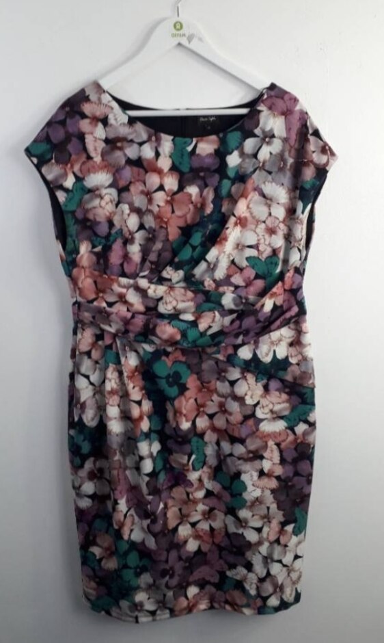 Phase Eight Butterfly Floral Dress Purple & Pink Size: 18