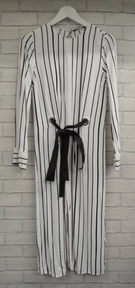 M&s  Striped Dress  White  Size: 6