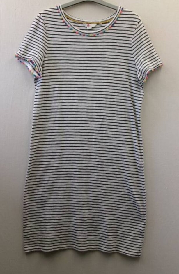 Boden T-shirt Dress Ivory Stripe Size: 10