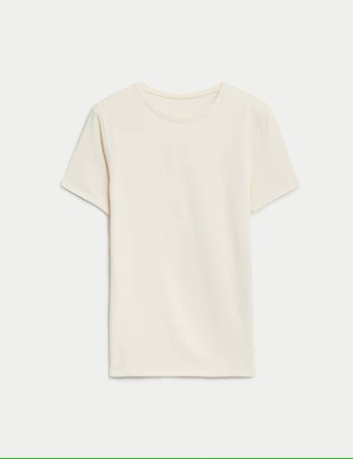 Heatgen™ Medium Short Sleeve Thermal Top Short Sleeve Top Cream Size: 12