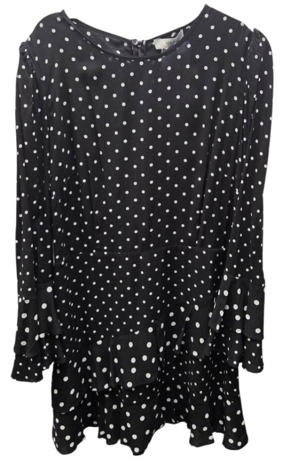 M&s Marks & Spencer Dress Black Mix Size: 14