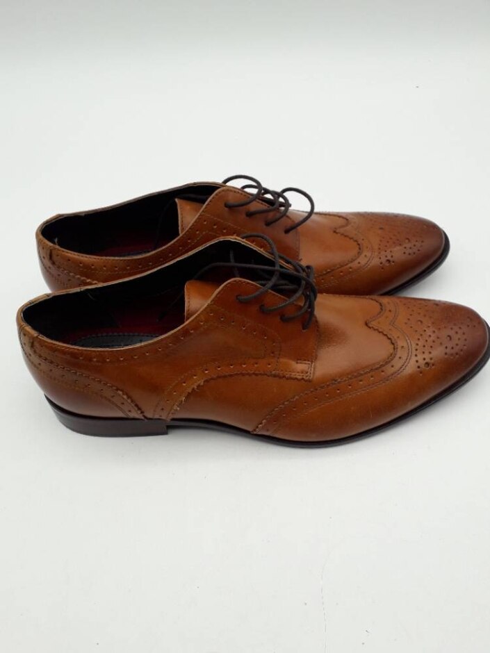 M&s Men's Leather Brogues Shoes Size 10 Brown Wide Fit