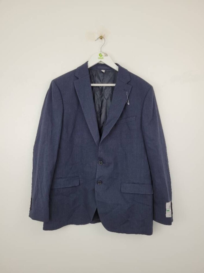 M&s Nova Fides Men's Tailored  Fit Linen Rich Suit Jacket New Navy Size: 42" Chest