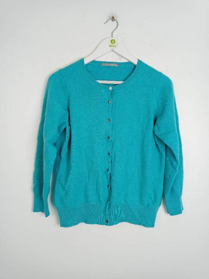M&s Marks & Spencer Women's Cashmere Cardigan Aqua Size: 20