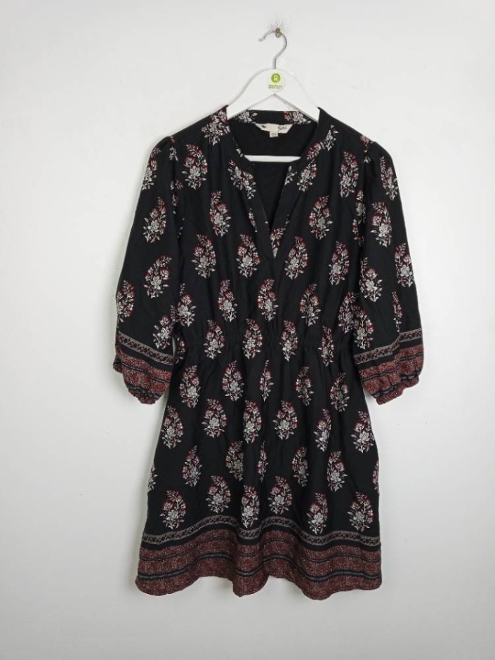 Yumi Women's V-neck Short Dress Black White Size: 12