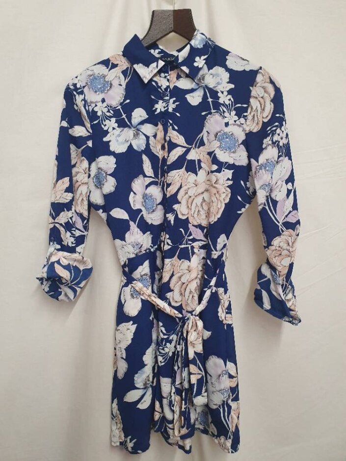 Quiz Floral Long Sleeved Playsuit Blue Mix Size: 10