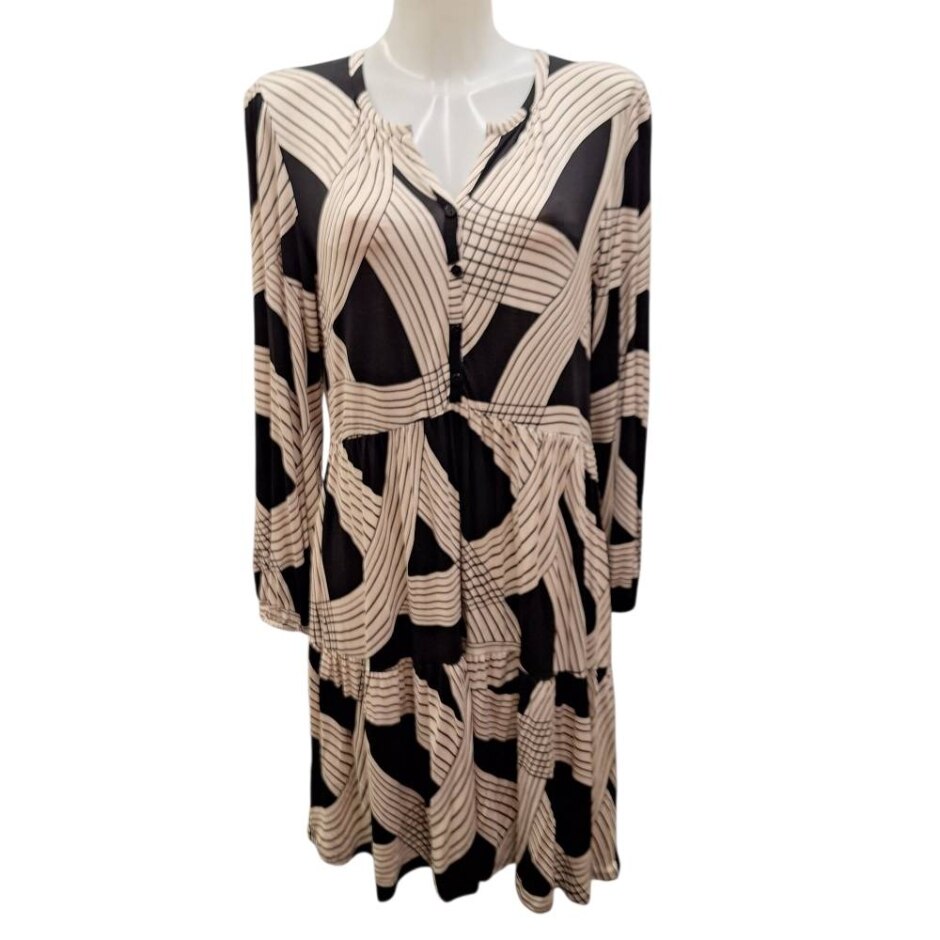 Roman Petite Dress Black, White Size: 14