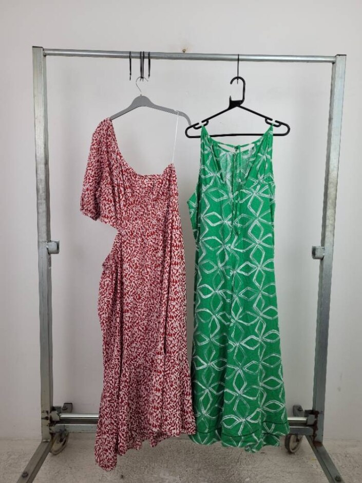 M&s Marks & Spencer 2x Bundle Summer Dresses Green Red Size: 22