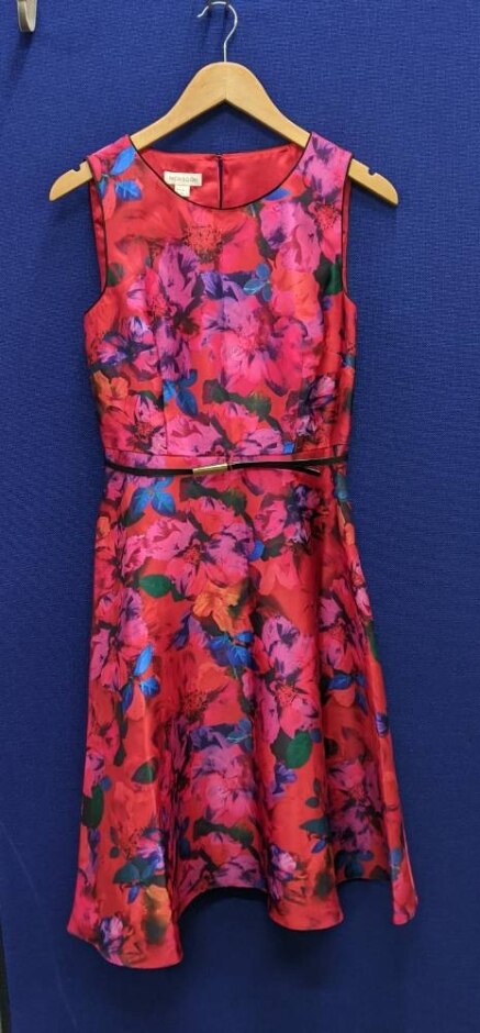 Monsoon A Line Frock Red/fuchsia Size: 12