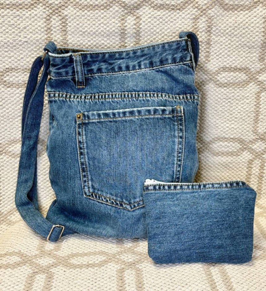 Handmade Repurposed Denim Crossbody Bag & Purse