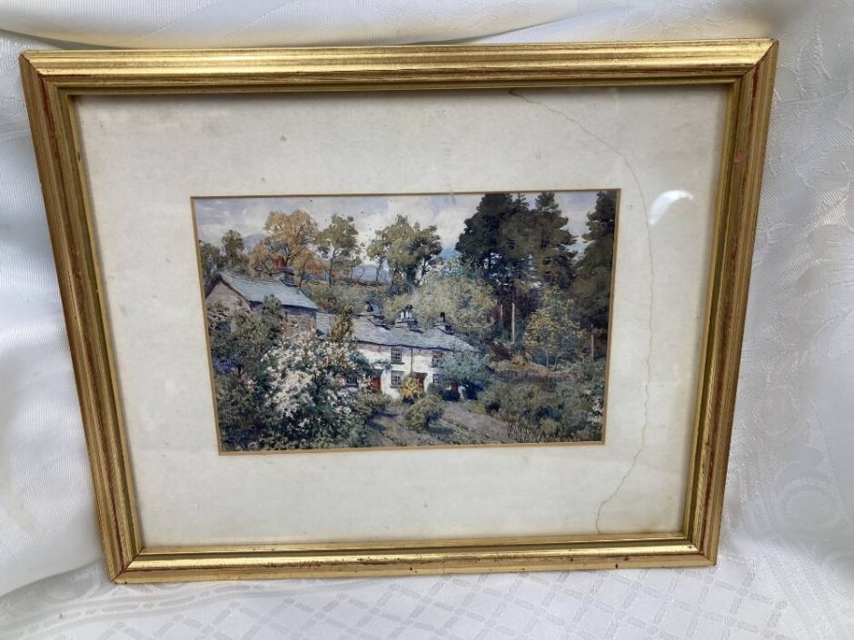 A. Heaton Cooper 1863-1929, Mill Dam Cottages, Coniston ( Framed Print )
