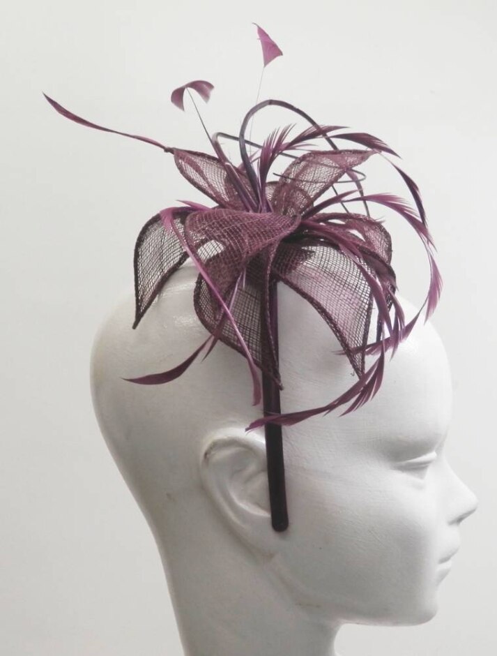 As New Purple Natural Fiber Fascinator