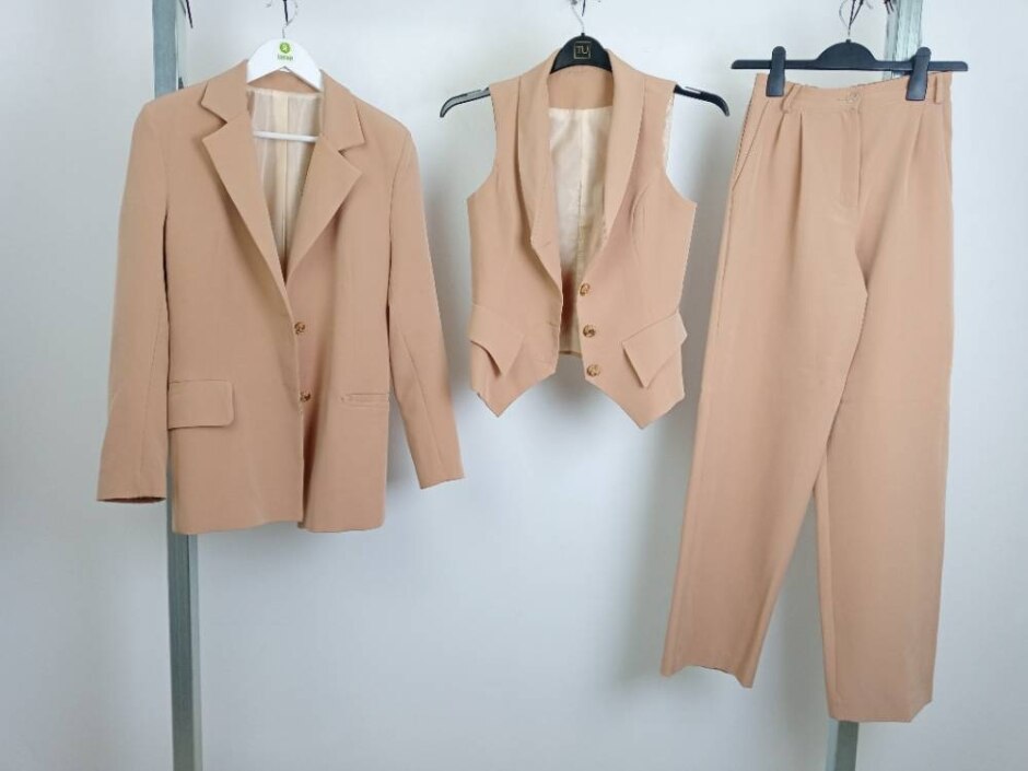 Diva Charms Three Piece Trouser Suit Camel Size: Xs