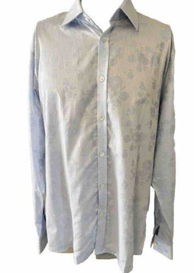 Ted Baker London Men's Button Front  Long Sleeved Shirt Blue Floral  Size: 16" Collar