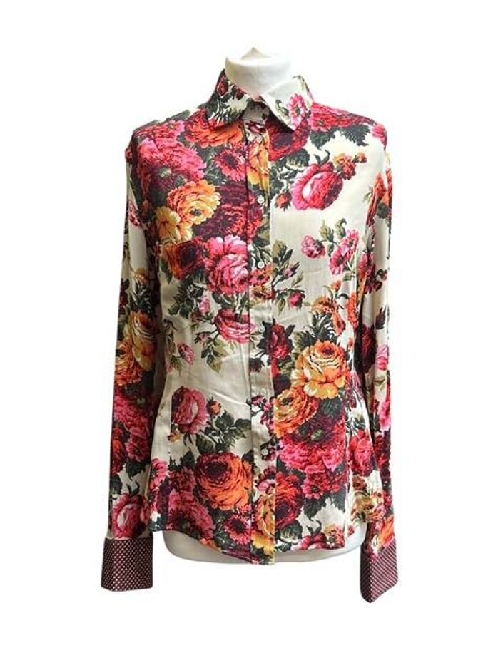 Paul Smith Blue Long-sleeved Floral Blouse Multicolour Size: 14
