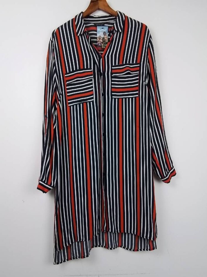 Top Shop Chiffon Long Sleeves Dress Multi Color Size: 10