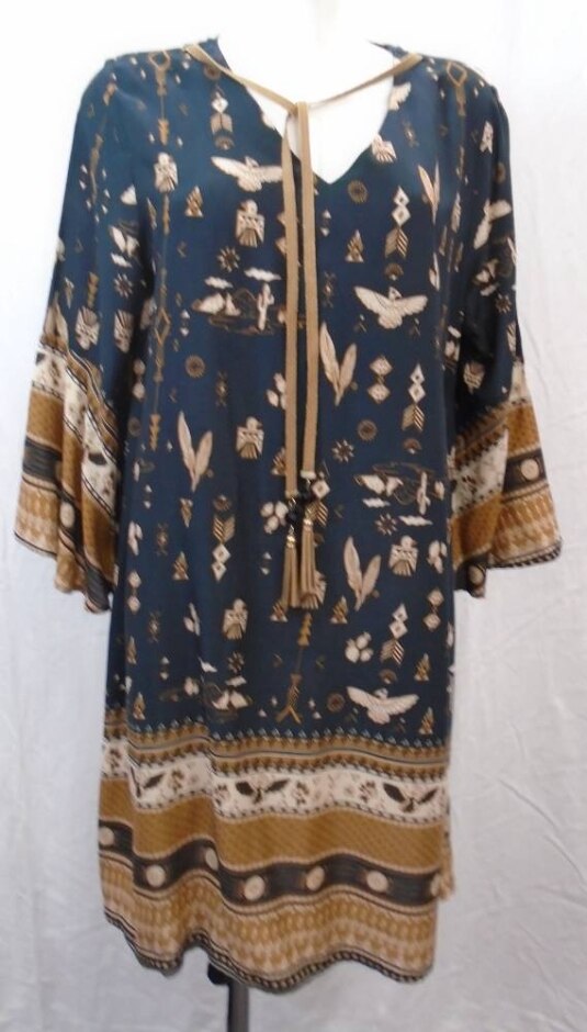 Klass Kaftan Style Dress Black/brown Size: 16