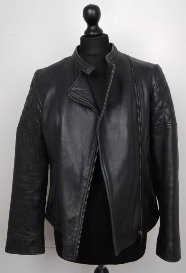 Jigsaw Women's Leather Biker Jacket Black Size: 10