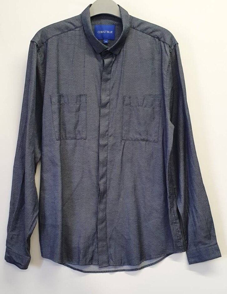 Cobalt Blue Polka Dot Shirt In Blue And White Size: M