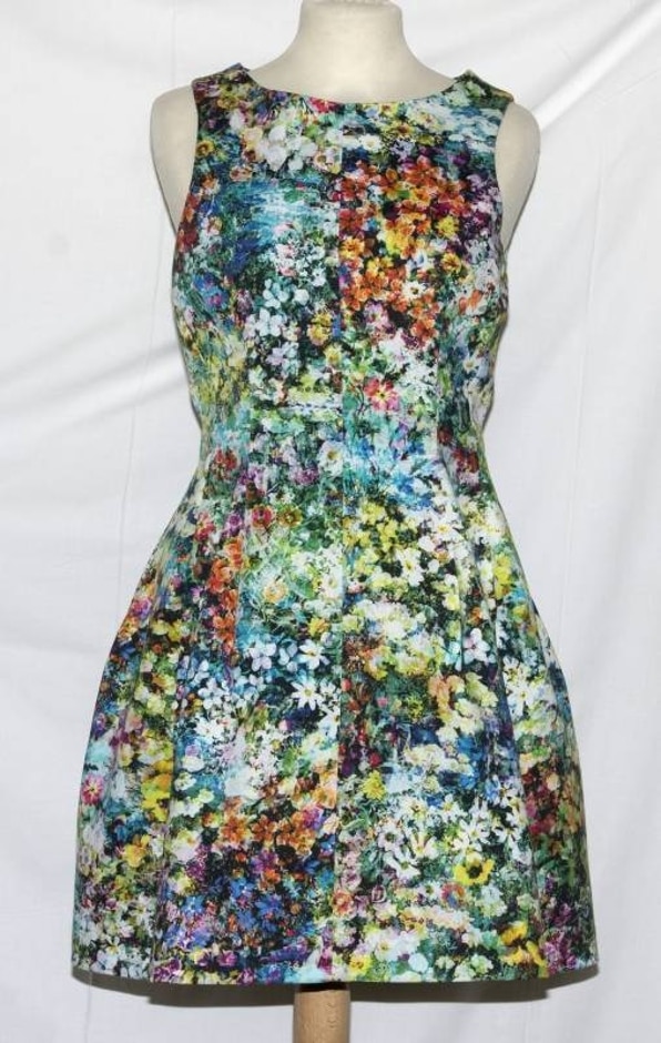 Zara Woman Cotton Skater Dress Multicoloured Size: 4