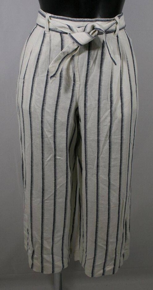 Dorothy Perkins Striped Cropped-leg Trousers Multi Size: 12
