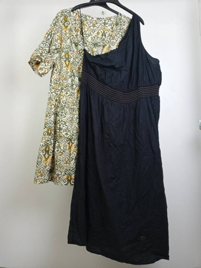 M&s Bundle 2 Cotton Summer Dresses Black & Yellow  Size: 22