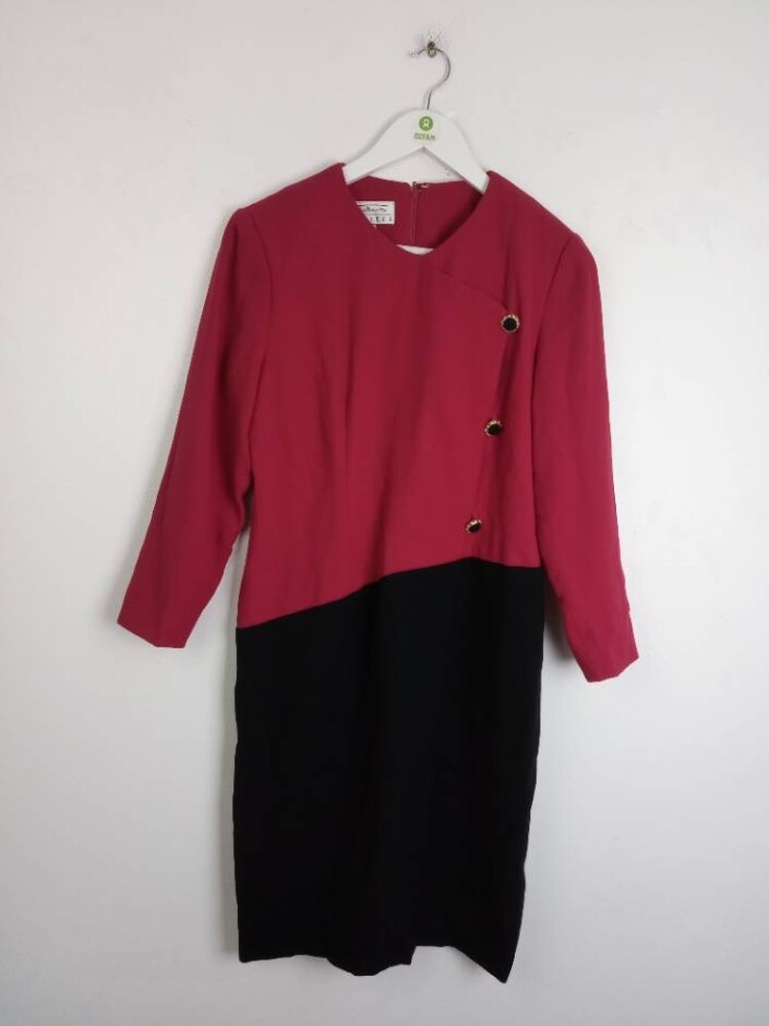 Talbot Petites Women's Wool Long Sleeve Dress Pink Black Size: 8