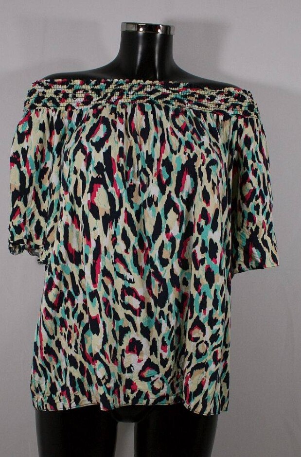 Roman Leopard Spot Bardot Top Multi Size: 14