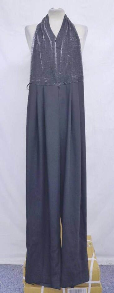 Joseph Ribkoff Vintage Sparkling Halter Neck Dress Shining Silver Size: 10