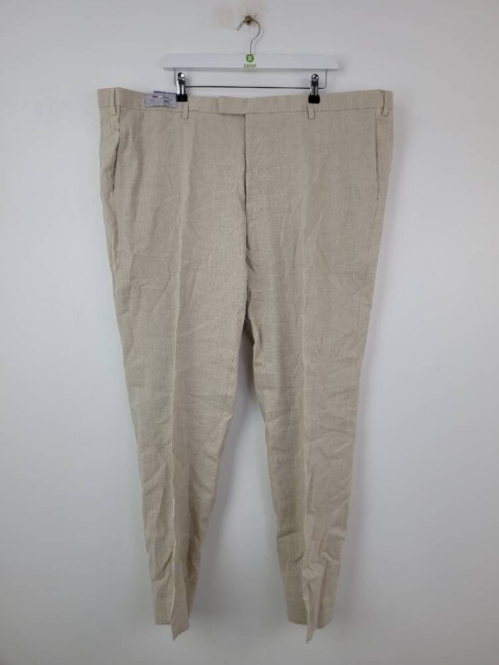 M&s Italian Linen Tailored Dress Trousers Neutral  Size: One Size