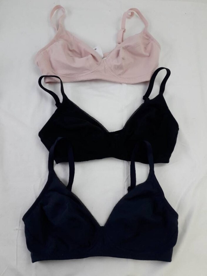M&s Marks & Spencer Non-wired Unpadded Bras X 3 Pink Navy Black Size: 42c