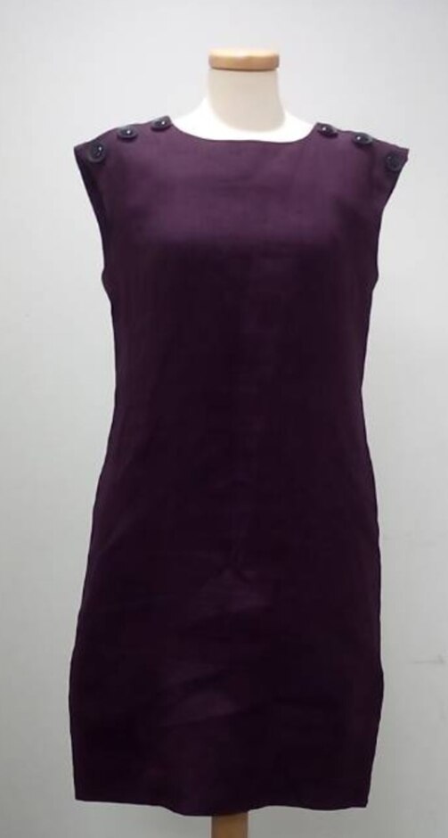 Hobbs Linen Dress Aubergine Size: 10
