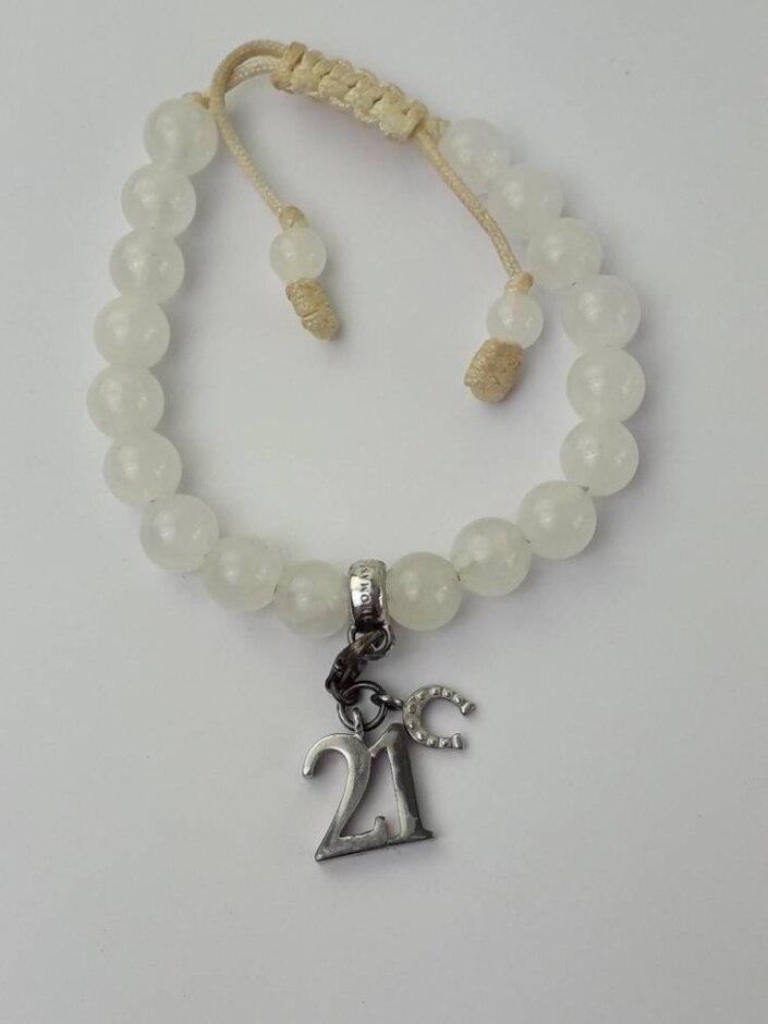 Thomas Sabo Stone Bead Bracelet 925 Sterling Silver "21" Charm