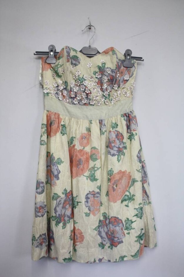 River Island Boned Strapless Dress Multi Size: 10