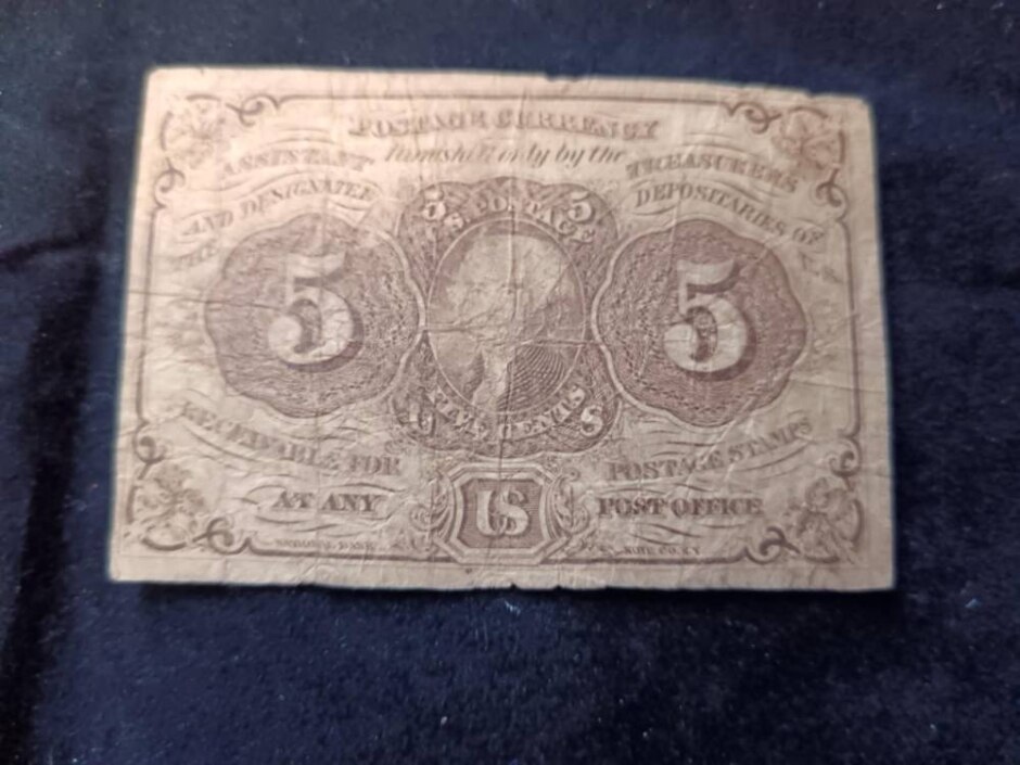 1862 United States 5 Cents Postal Currency Redeemable For Stamps