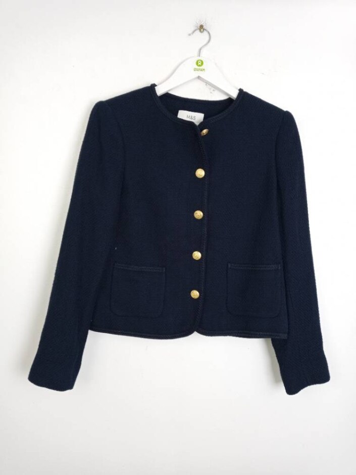 M&s Marks & Spencer Tweed Gold Button Jacket  Black Size: 10
