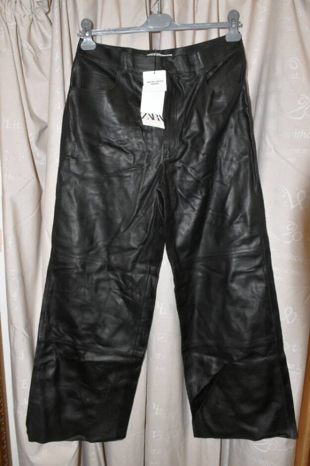 Zara Soft Leather Trousers Black Size: L