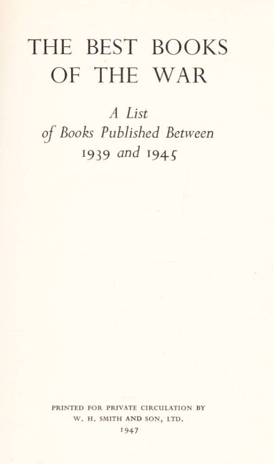 The Best Books of the War a list of books published between 1939 and