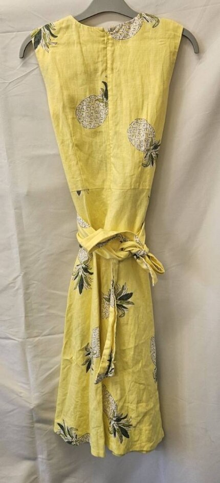 Hobbs Pineapple, Tie Waist Dress Yellow Size: 10